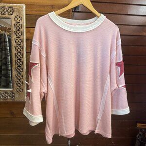 Pink + Red Starry Ribbed Shirt